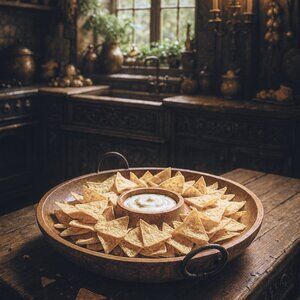 NWT Wooden Chip & Dip Serving Tray Appetizer Platter Dish Bowl Serveware